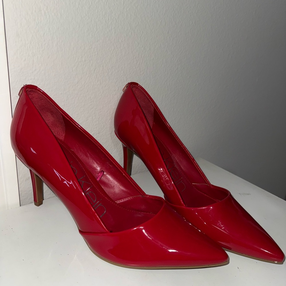 Calvin Klein Glossy Red and logo Heels. 2 pairs